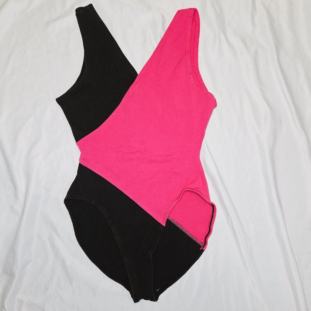 Vintage JACQUES MORET Leotard High-Leg Art Spandex DANCE Bodysuit Sz Medium